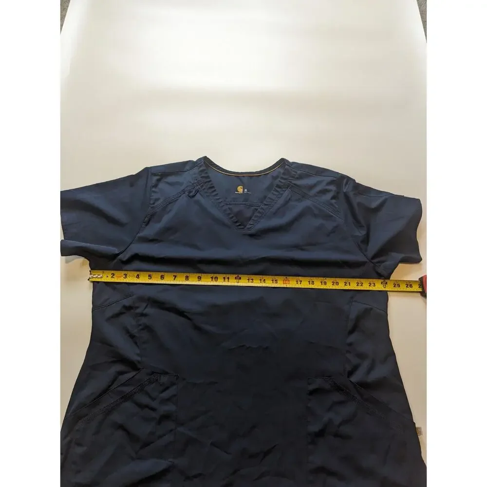 Carhartt XL Navy Woman's Scrubs Nurse Top Short Sleeve Shirt